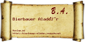 Bierbauer Aladár névjegykártya